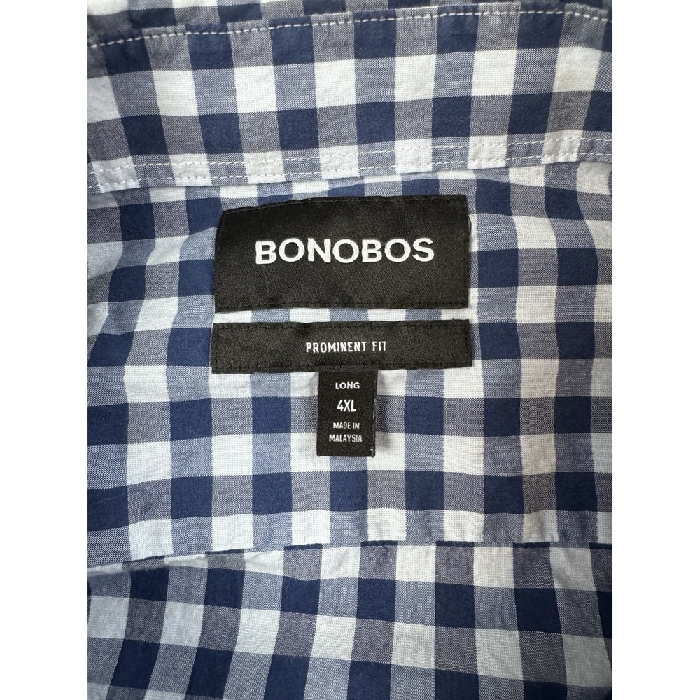 Bonobos Prominent Fit Shirt 4XL Blue White Check Long Sleeve Button Down - Picture 5 of 8